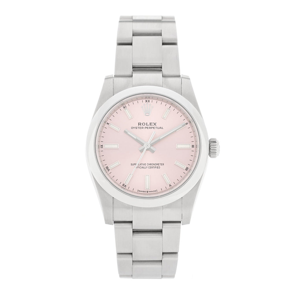 Stainless Steel 34mm Oyster Perpetual Watch Pink 124200