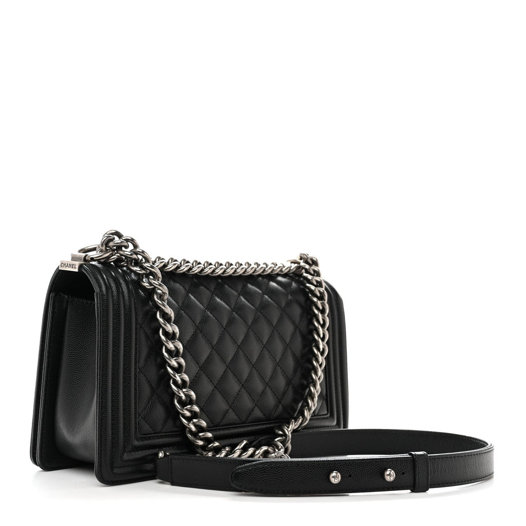 Caviar Quilted Medium Boy Flap Black