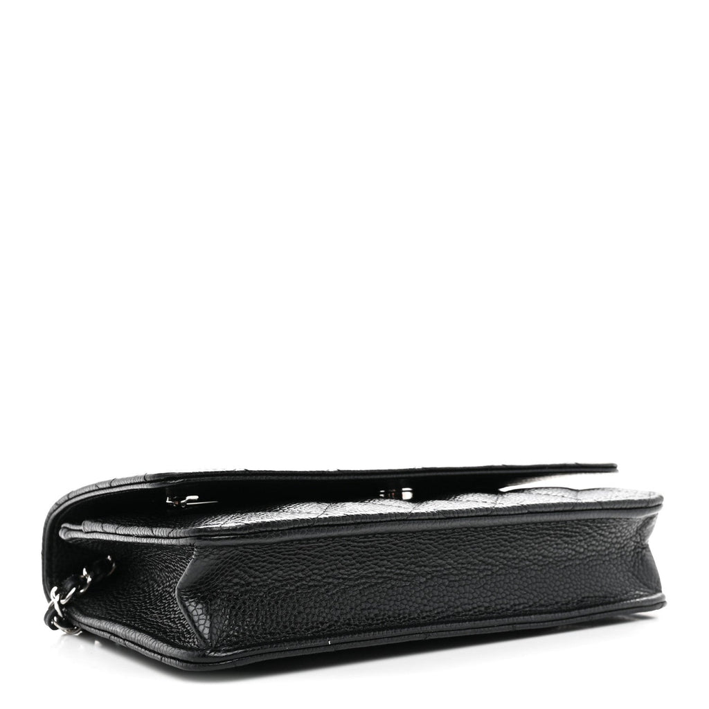 Caviar Quilted Wallet on Chain WOC Black