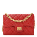 Aged Calfskin Quilted 2.55 Reissue Clutch With Chain Red