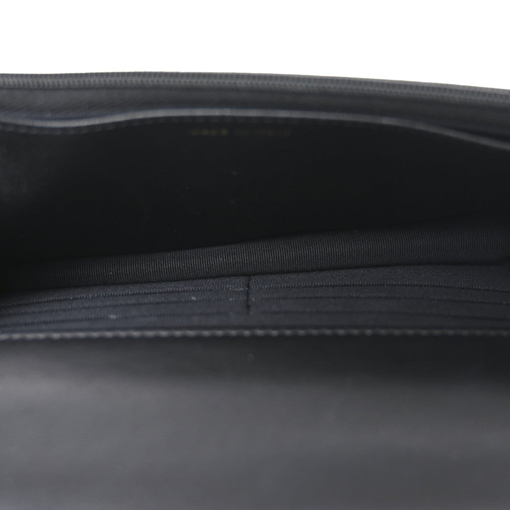 Lambskin Quilted Crystal Handle Wallet On Chain WOC Black