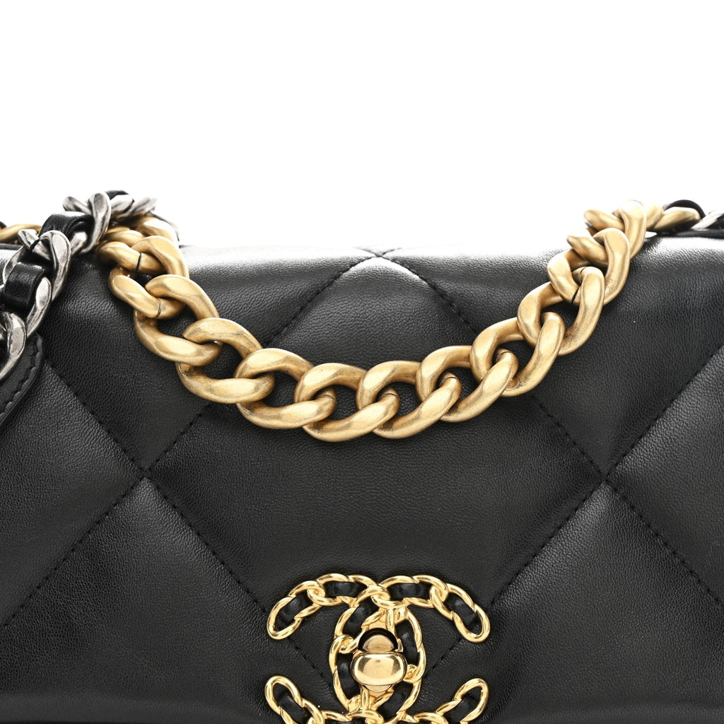 Lambskin Quilted Medium Chanel 19 Flap Black