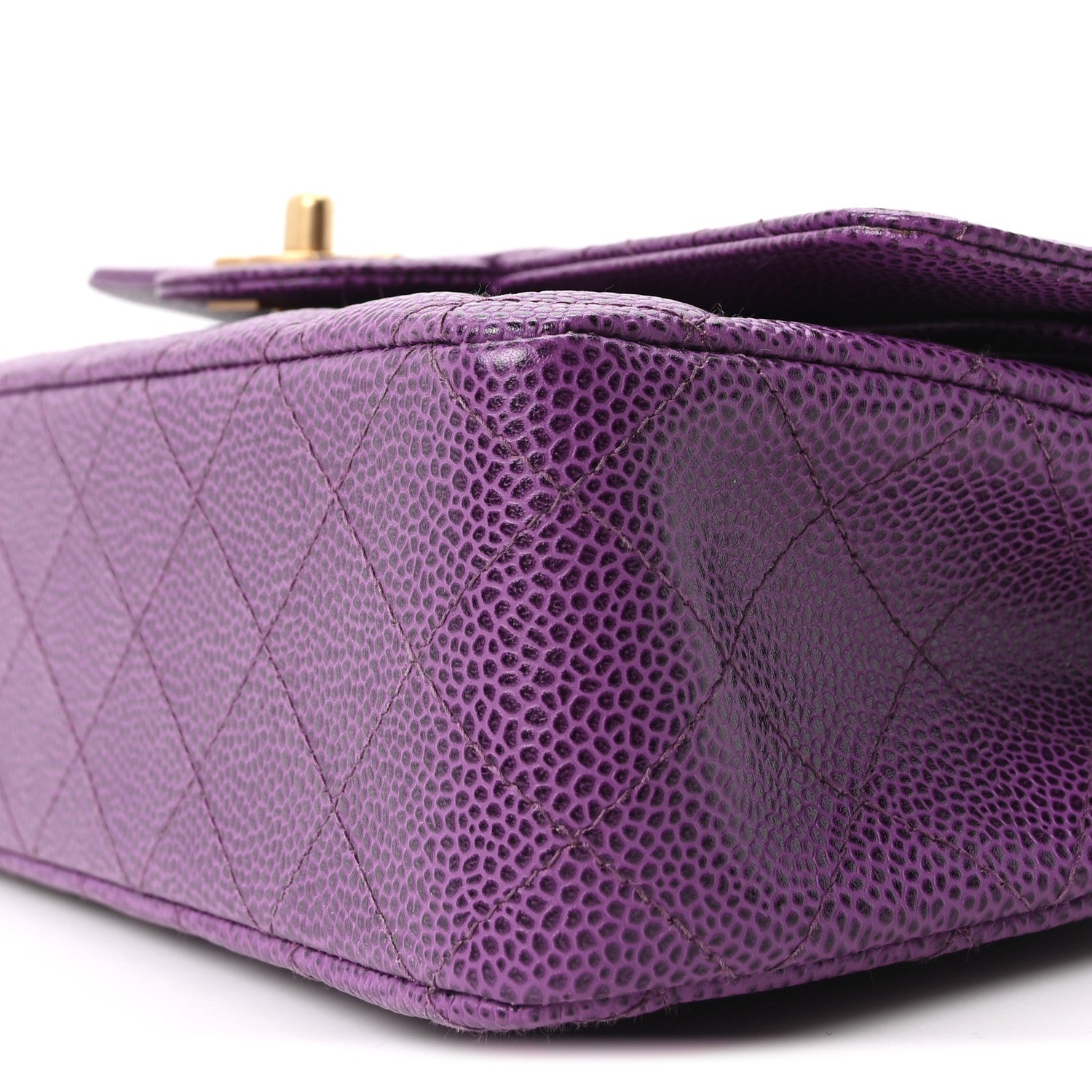 Caviar Quilted Medium Double Flap Purple