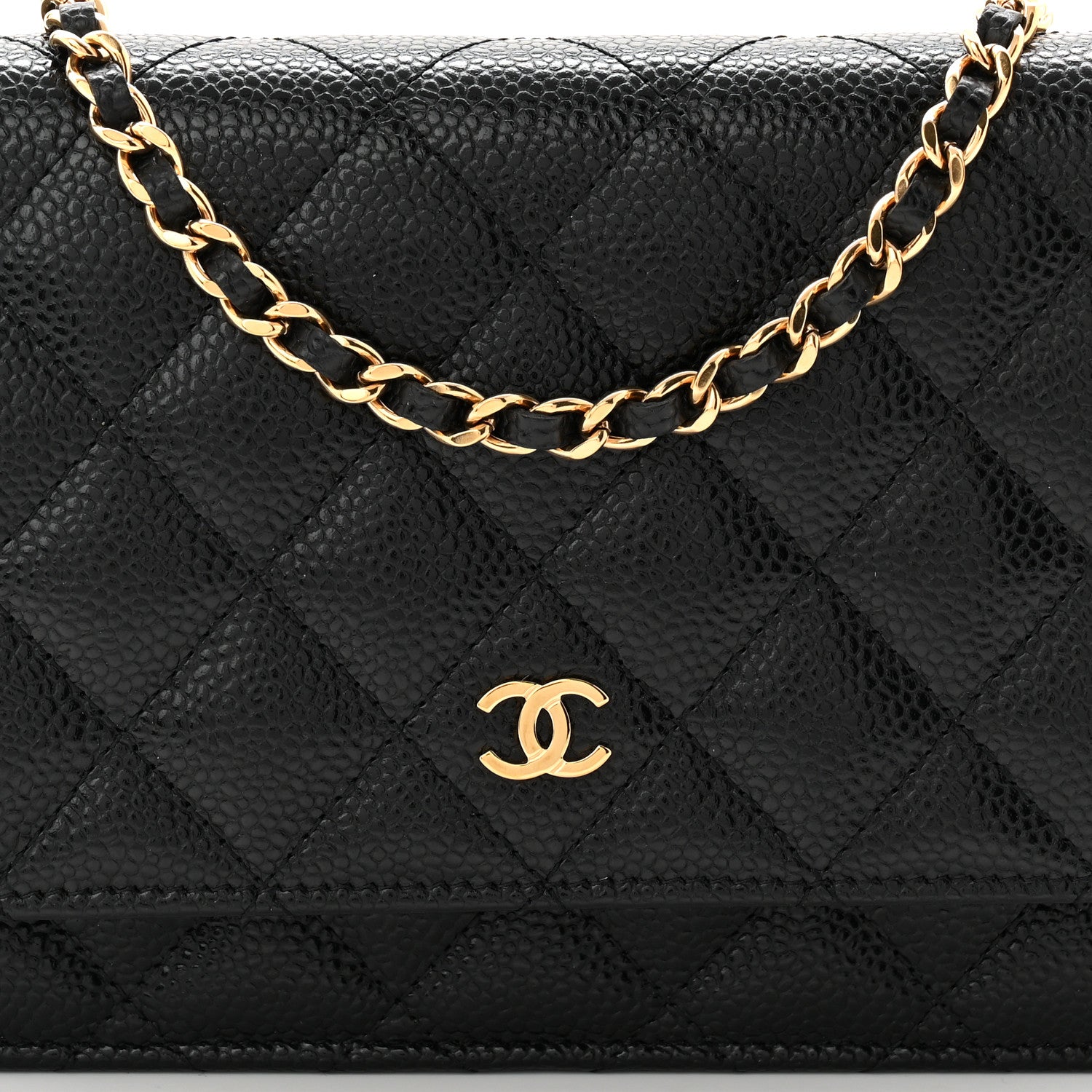 Caviar Quilted Wallet on Chain WOC Black