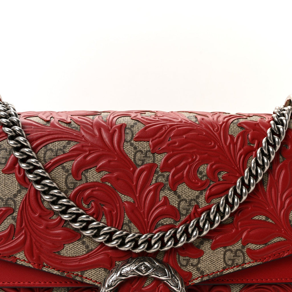 GG Supreme Monogram Arabesque Medium Dionysus Shoulder Bag Hibiscus Red