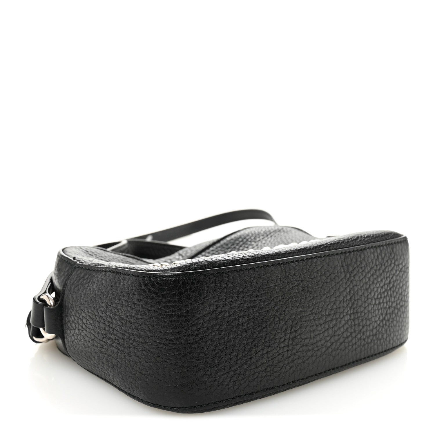 Pebbled Calfskin Studded Small Soho Disco Bag Black