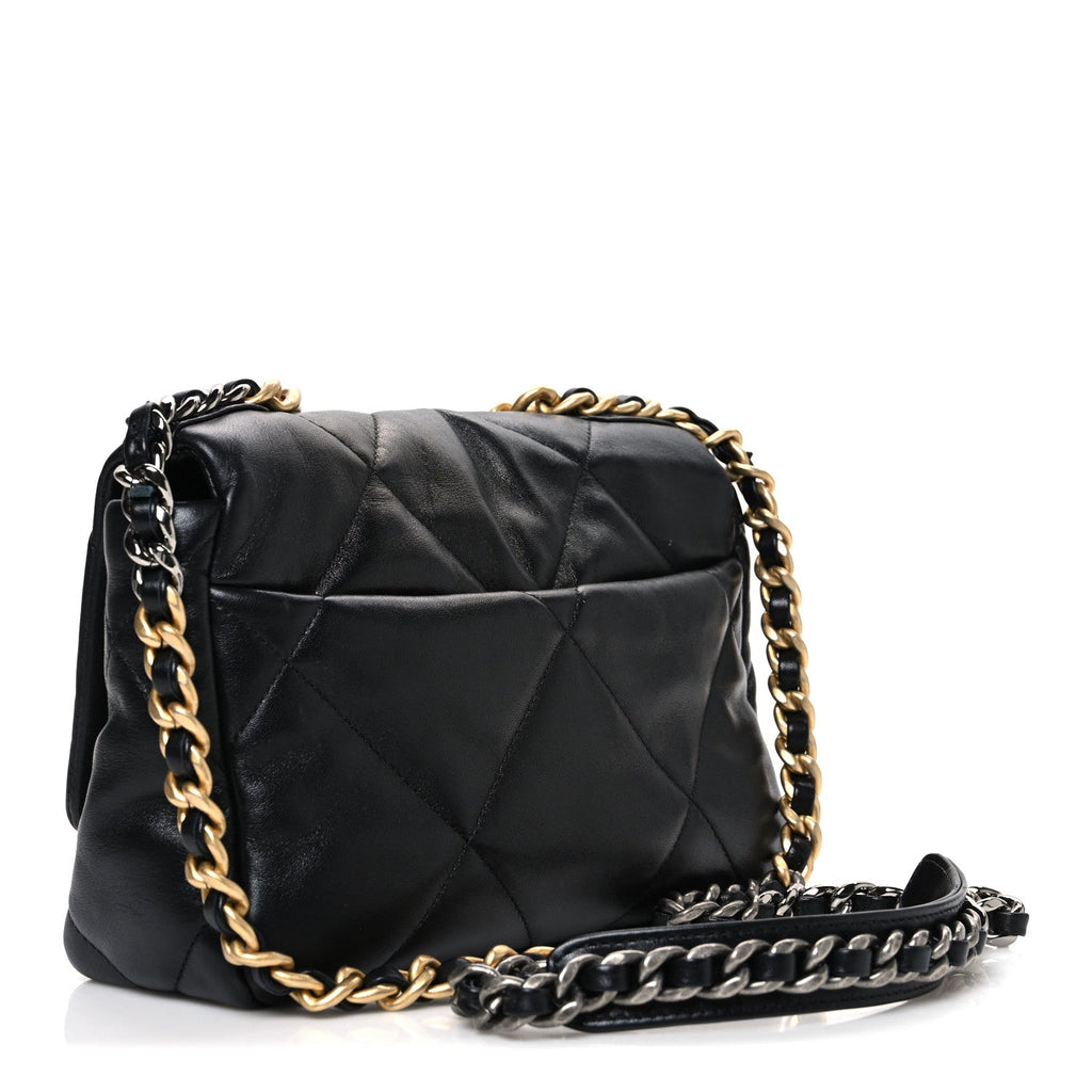Lambskin Quilted Medium Chanel 19 Flap Black