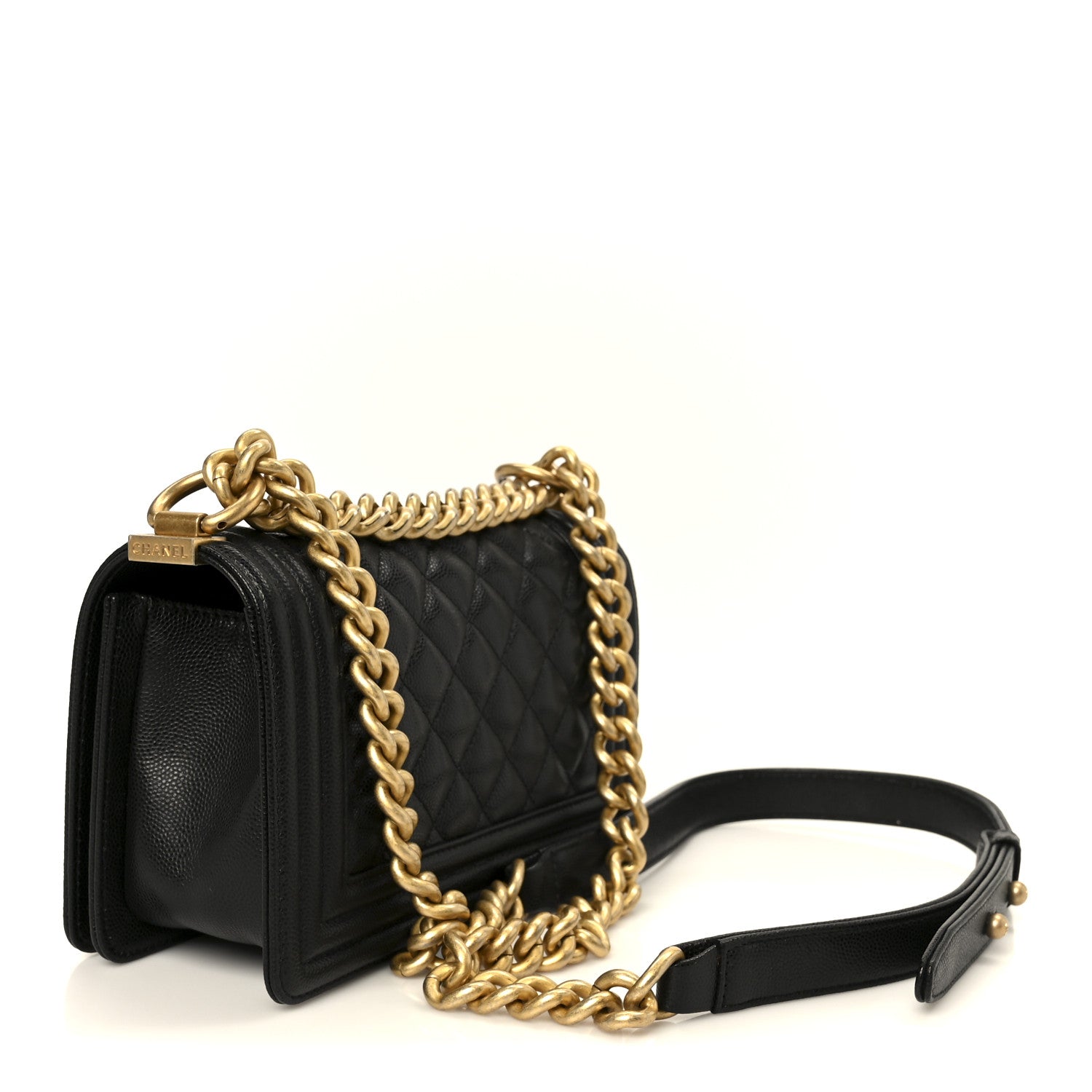 Caviar Quilted Small Boy Flap Black