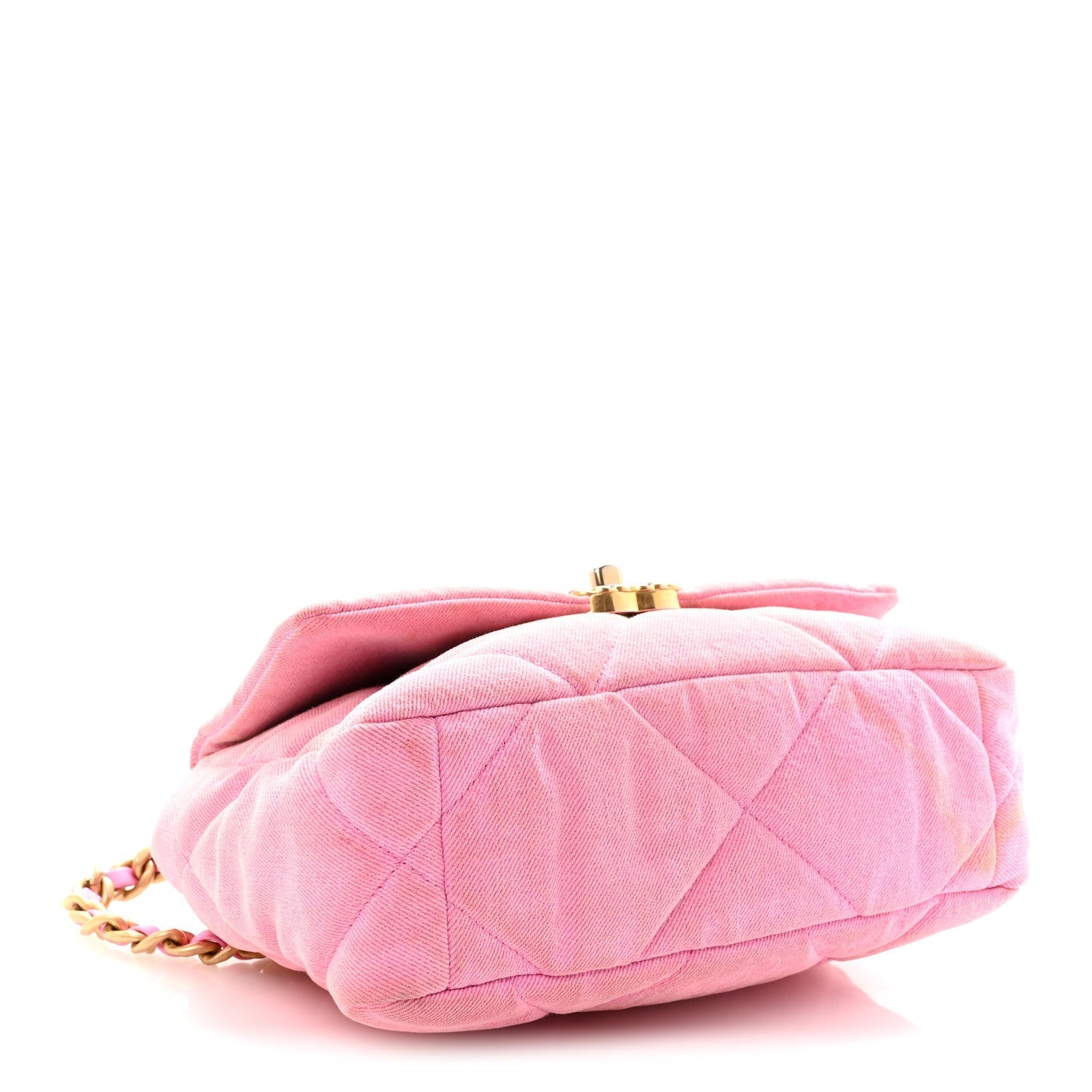 Denim Quilted Medium Chanel 19 Flap Neon Pink