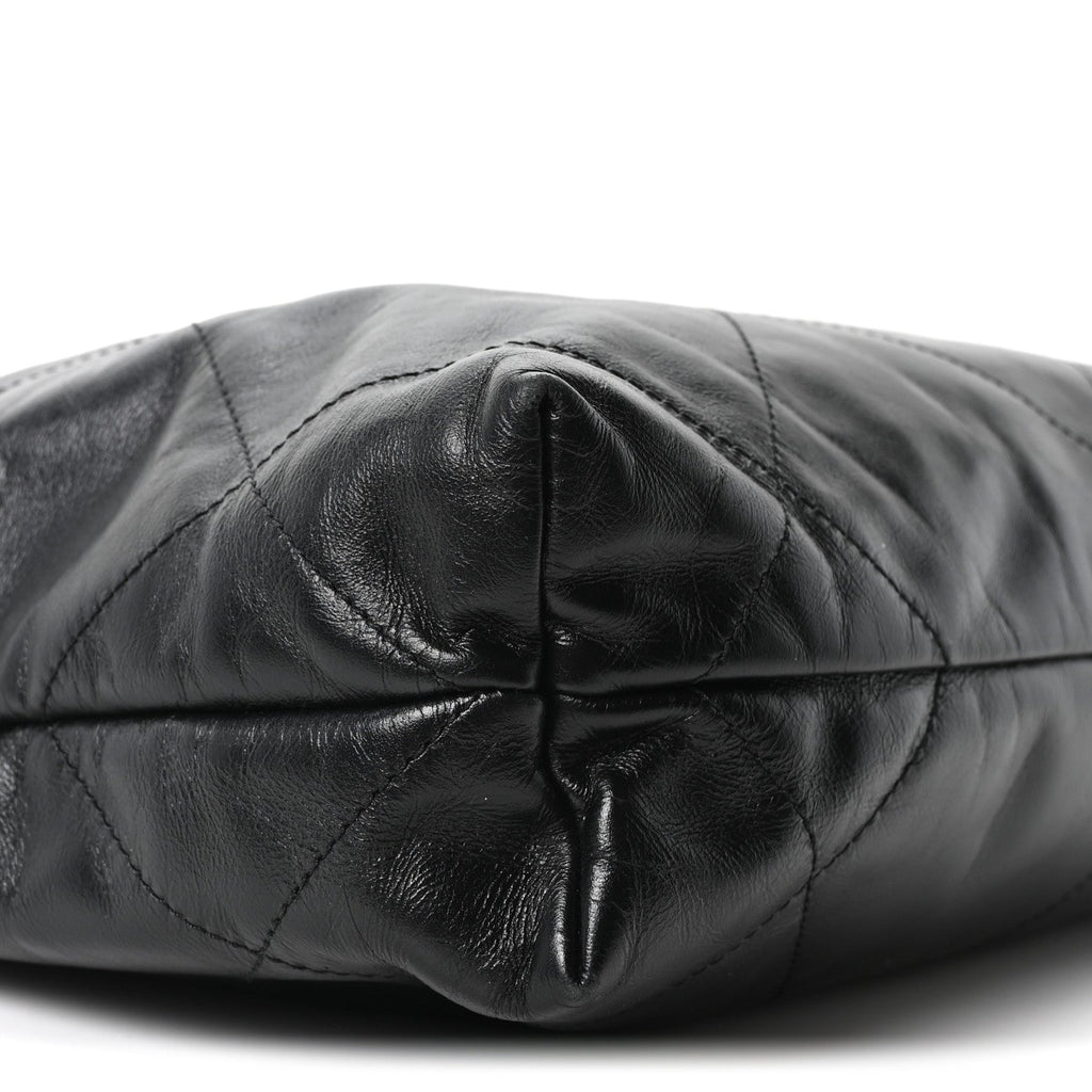 Shiny Calfskin Quilted Small Chanel 22 Black