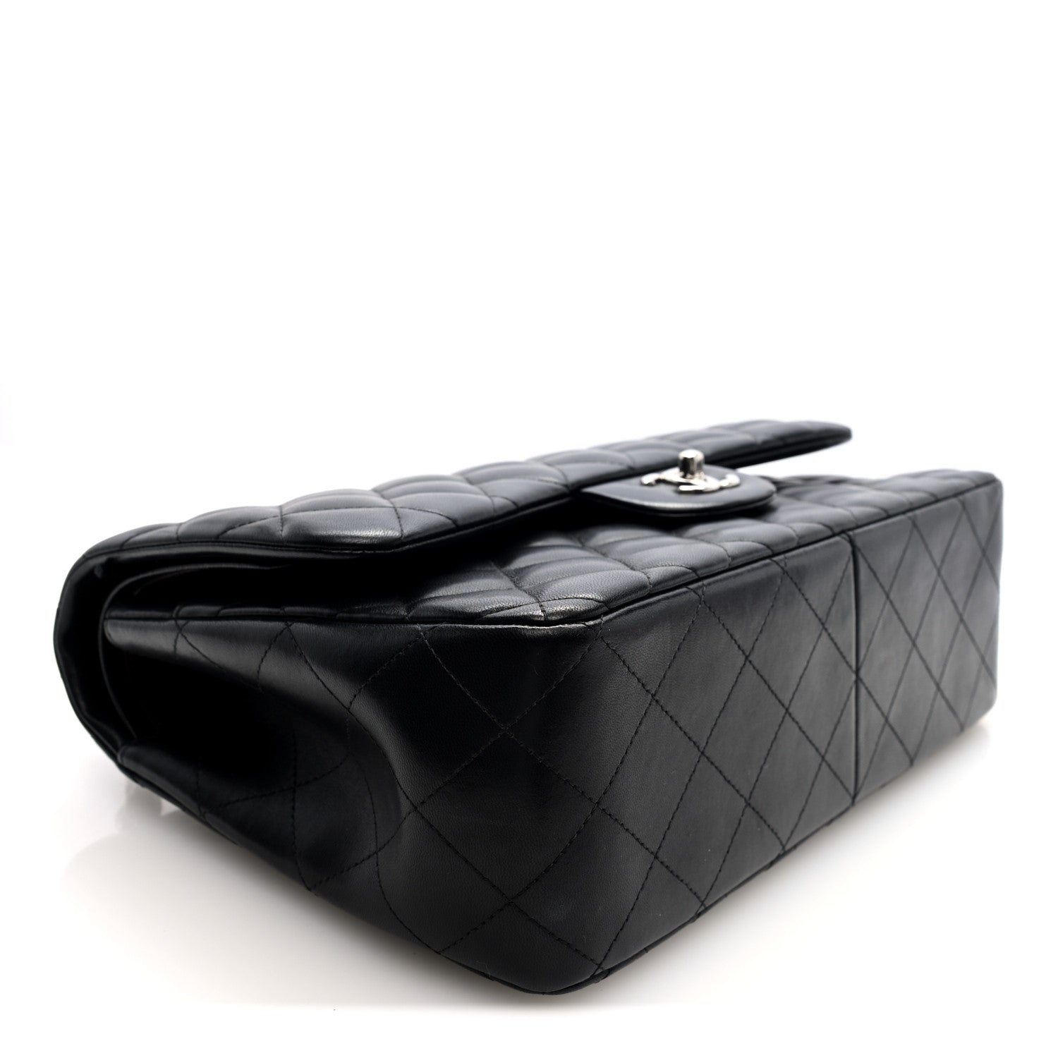 Lambskin Quilted Jumbo Double Flap Black