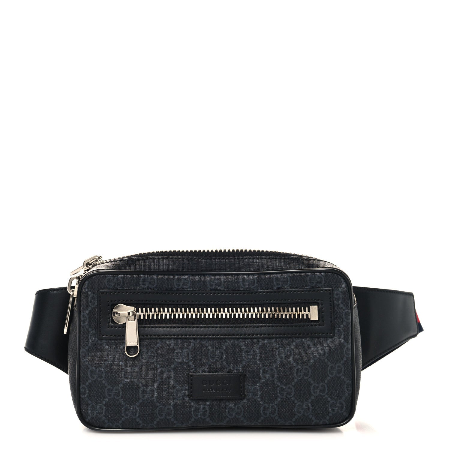 Soft GG Supreme Monogram Web Belt Bag Black Grey