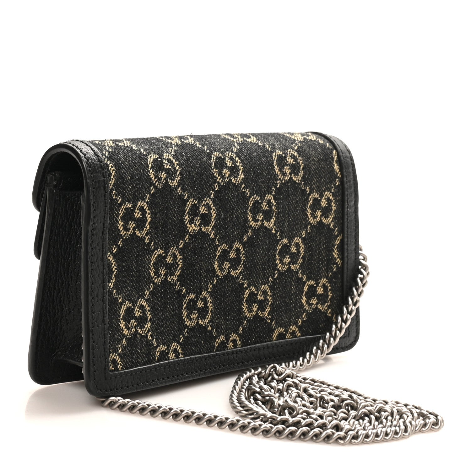 Jacquard Black Denim GG Monogram Super Mini Dionysus Shoulder Bag Black Ivory