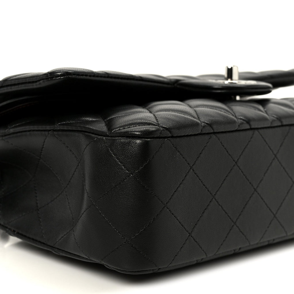 Lambskin Quilted Medium Double Flap Black