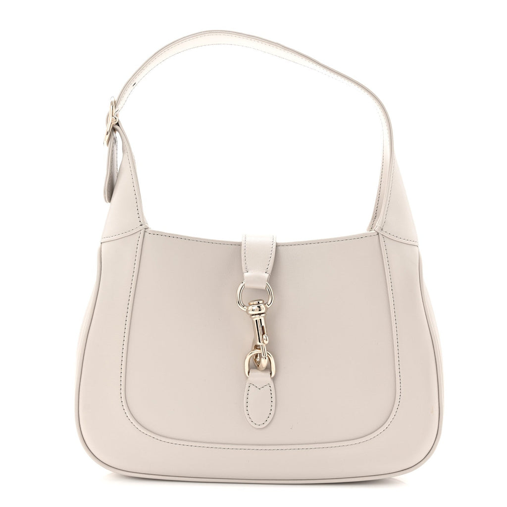 Ancora Calfskin Web Small Jackie Shoulder Bag Light Grey