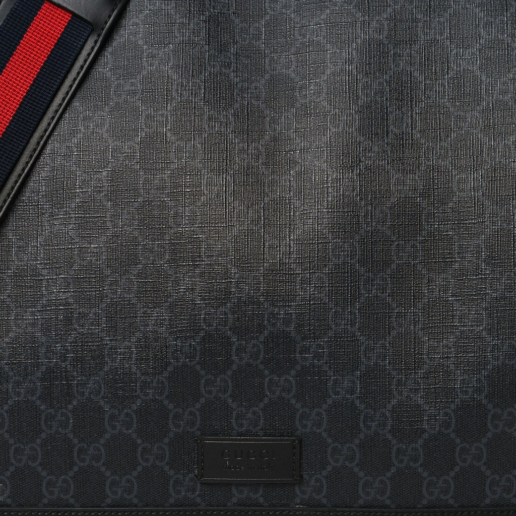 GG Supreme Monogram Web Messenger Diaper Bag Black Grey