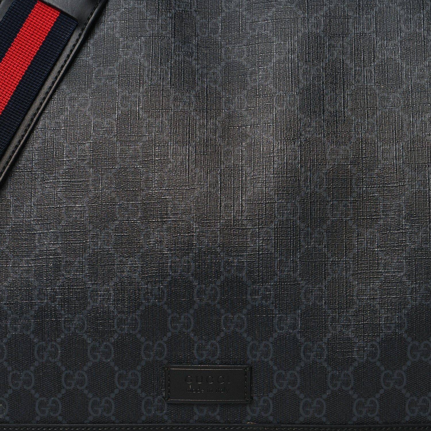 GG Supreme Monogram Web Messenger Diaper Bag Black Grey
