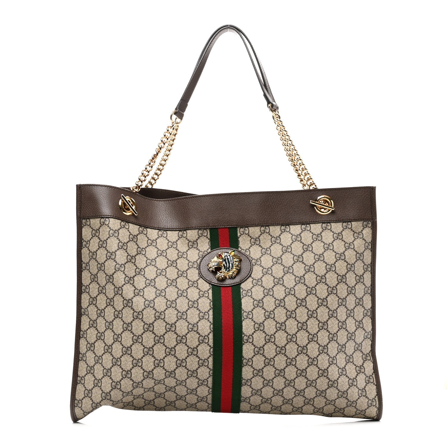 GG Supreme Monogram Large Rajah Chain Tote Beige New Acero
