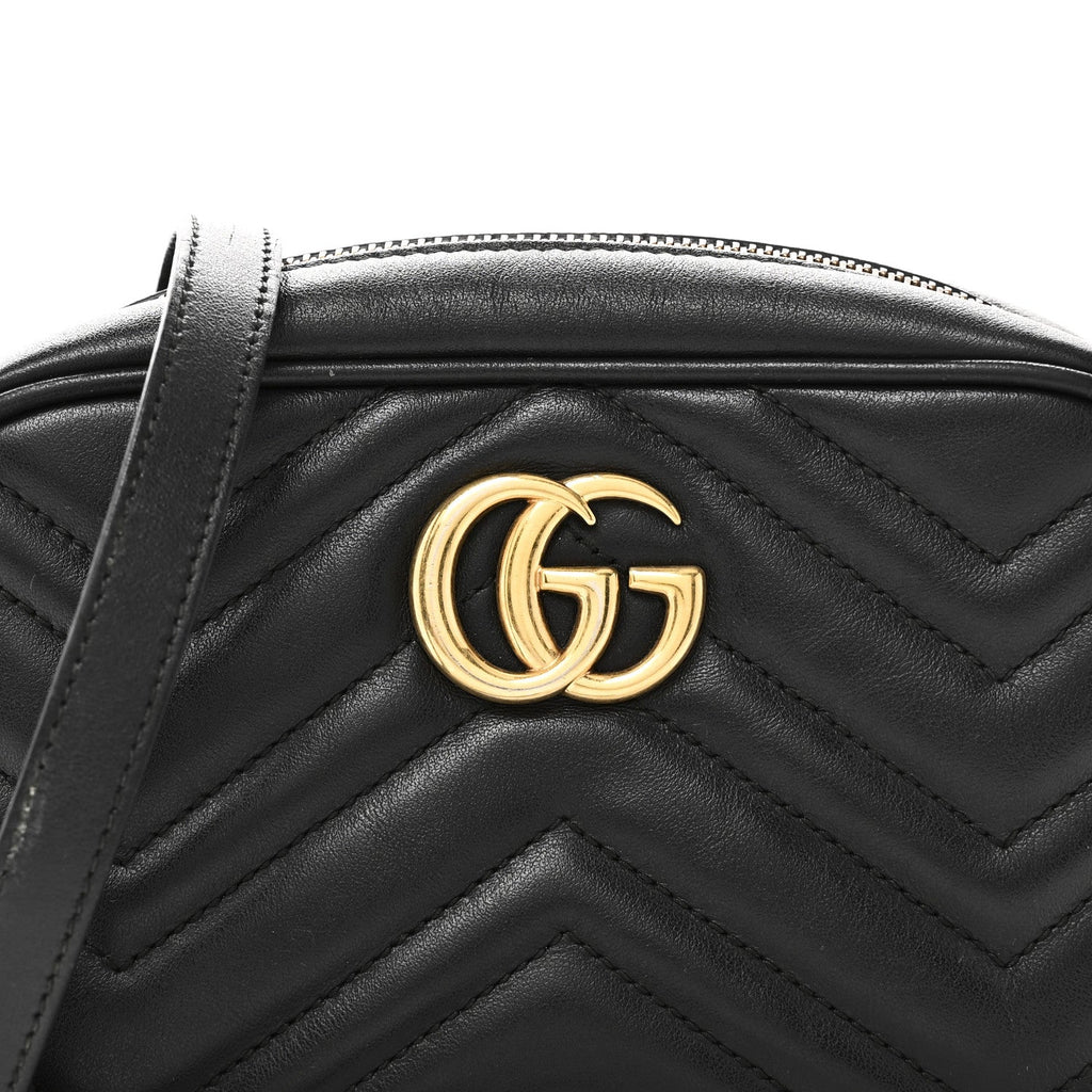 Calfskin Matelasse Mini GG Marmont Chain Shoulder Bag Black