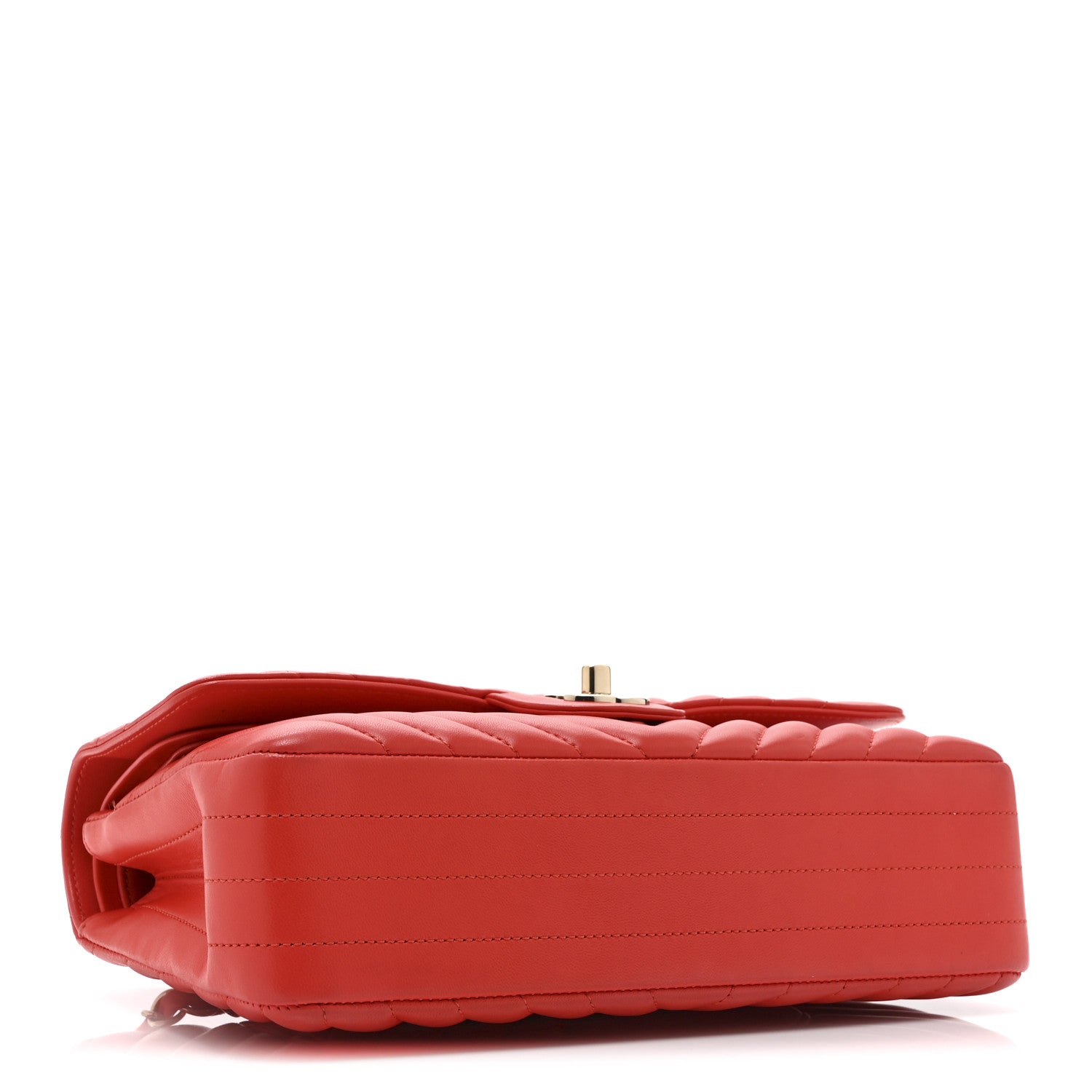 Lambskin Chevron Quilted Medium Double Flap Red