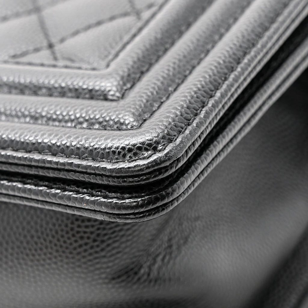 Caviar Quilted Small Boy Flap Black