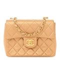 Metallic Lambskin Quilted Mini Square Flap Bronze