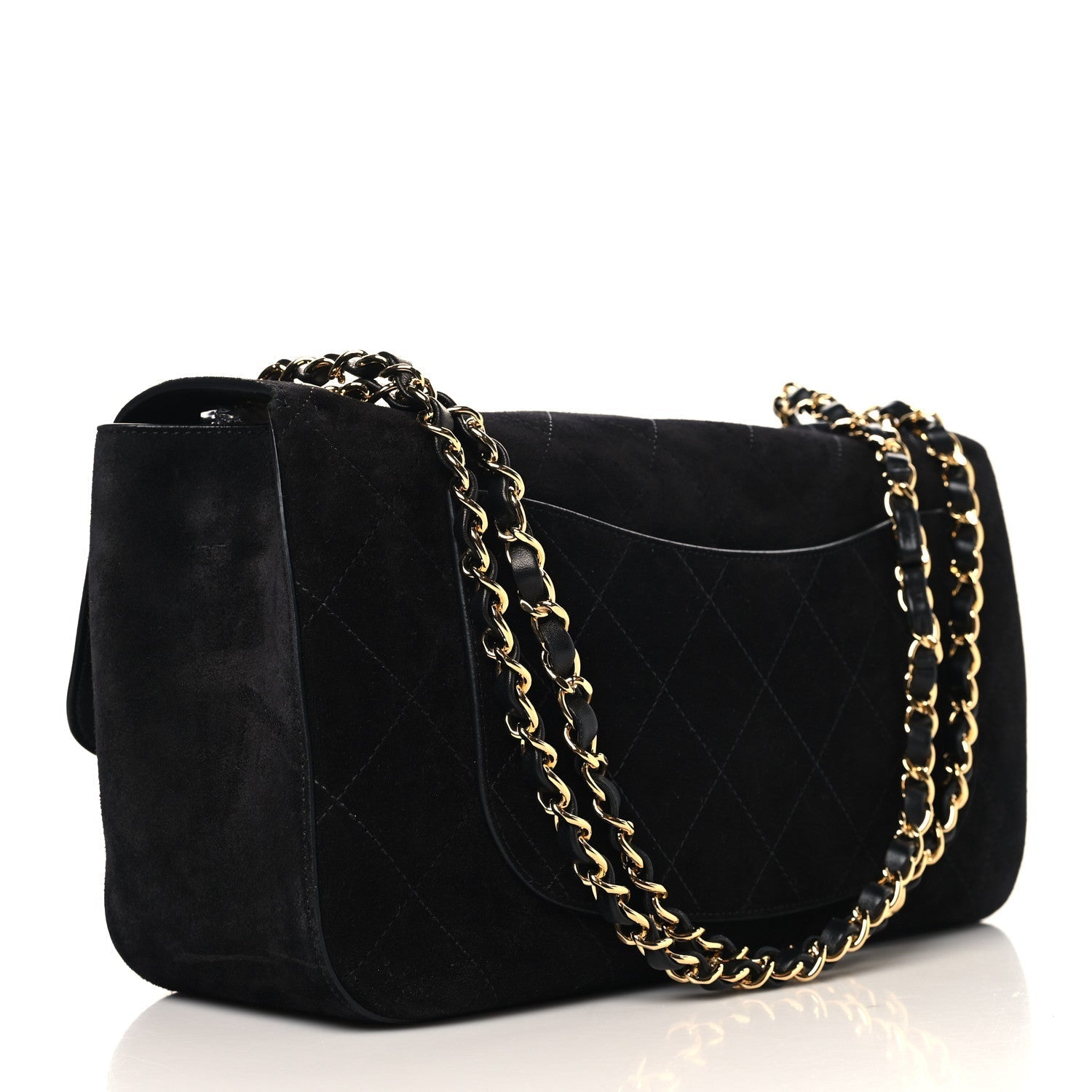 Suede Calfskin Small Souplissimo Maxi Flap Black