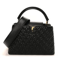 Lambskin Quilted Flower Capucines PM Black