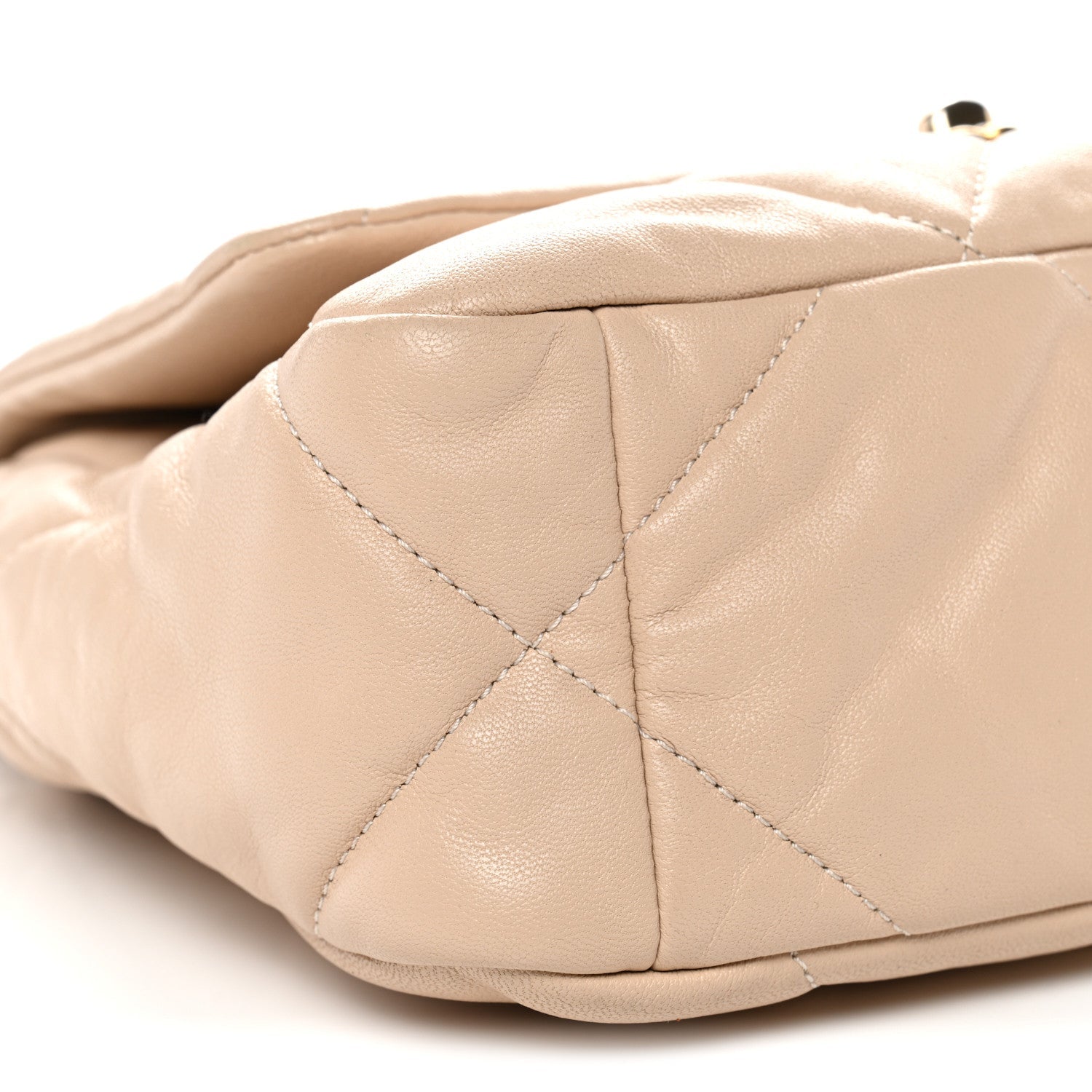 Lambskin Quilted Medium Chanel 19 Flap Beige