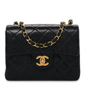 Lambskin Quilted Mini Square Flap Black