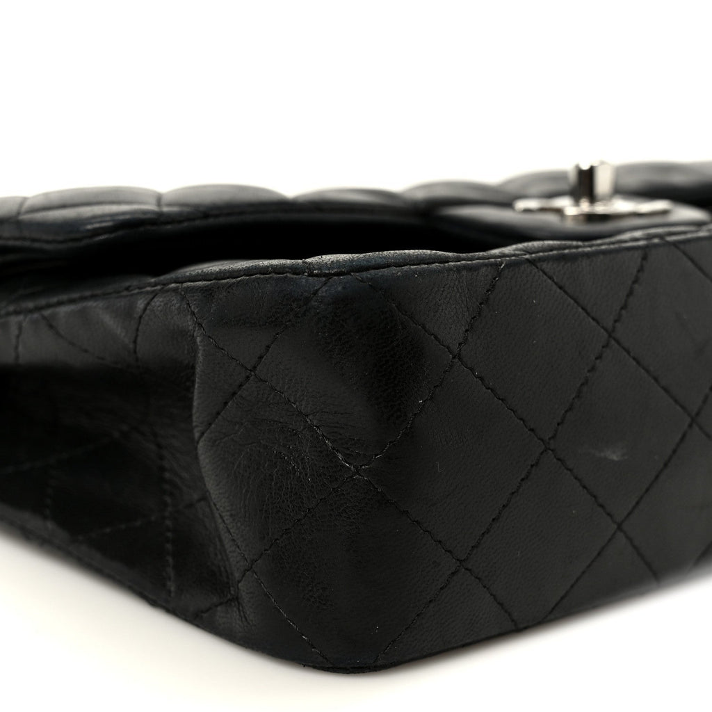 Lambskin Quilted Small Double Flap Black