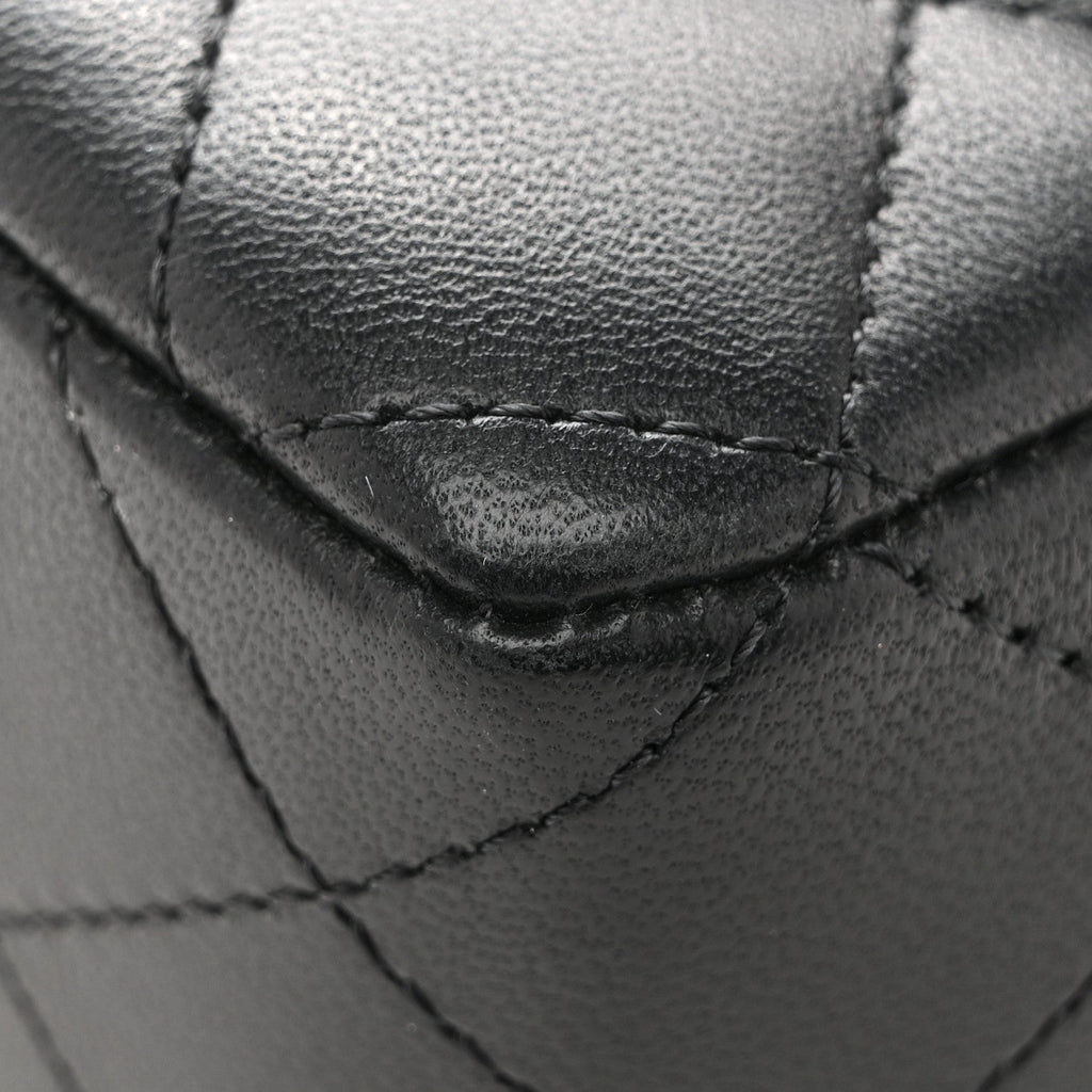 Lambskin Quilted Mini Rectangular Flap Black White