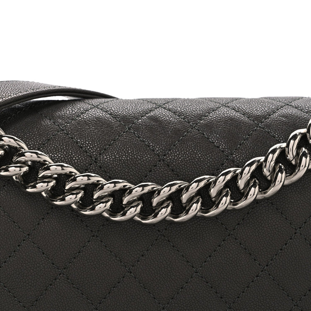 Caviar Quilted Medium Boy Flap Dark Grey