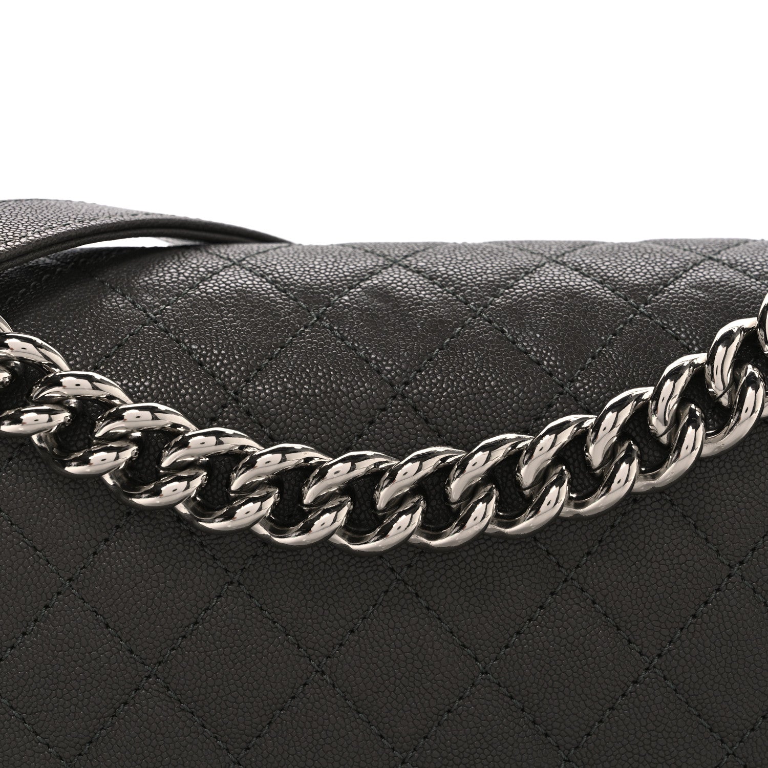 Caviar Quilted Medium Boy Flap Dark Grey