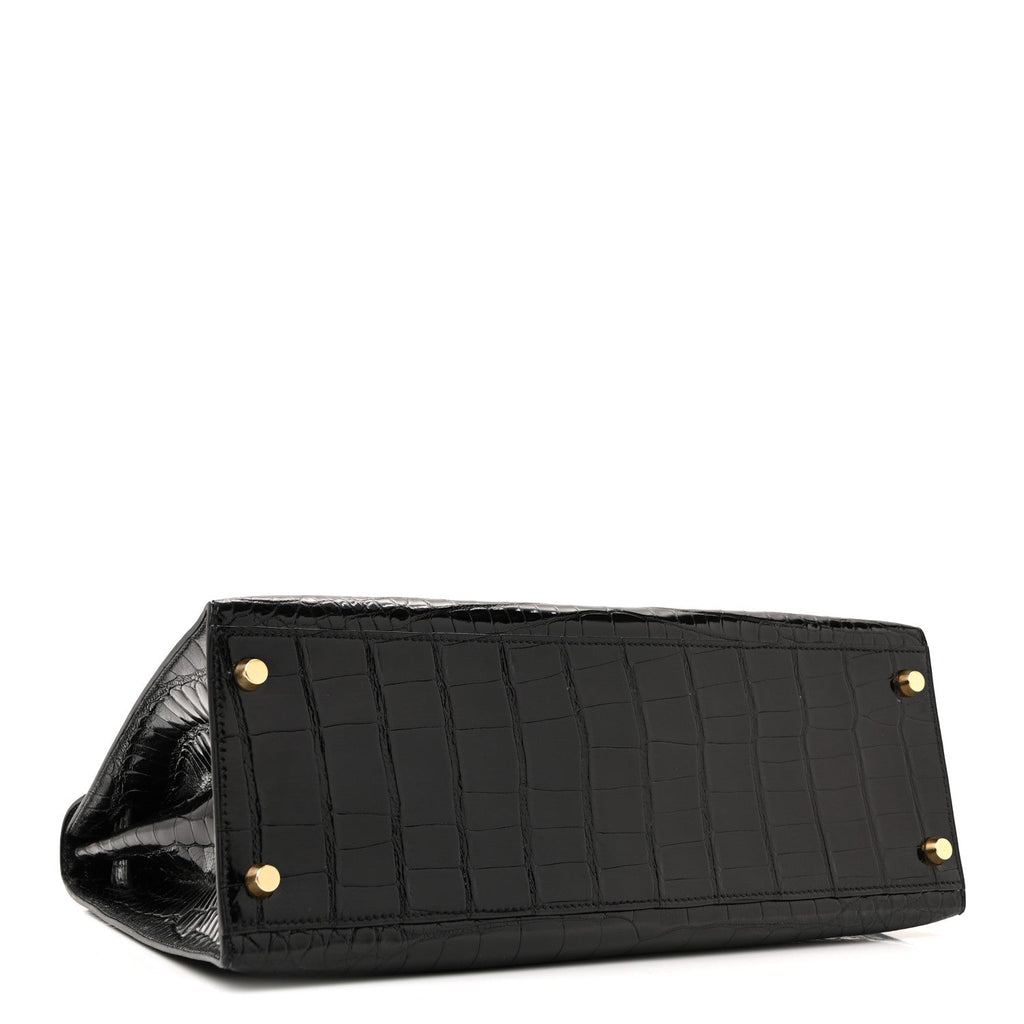 Shiny Alligator Kelly Sellier 32 Black