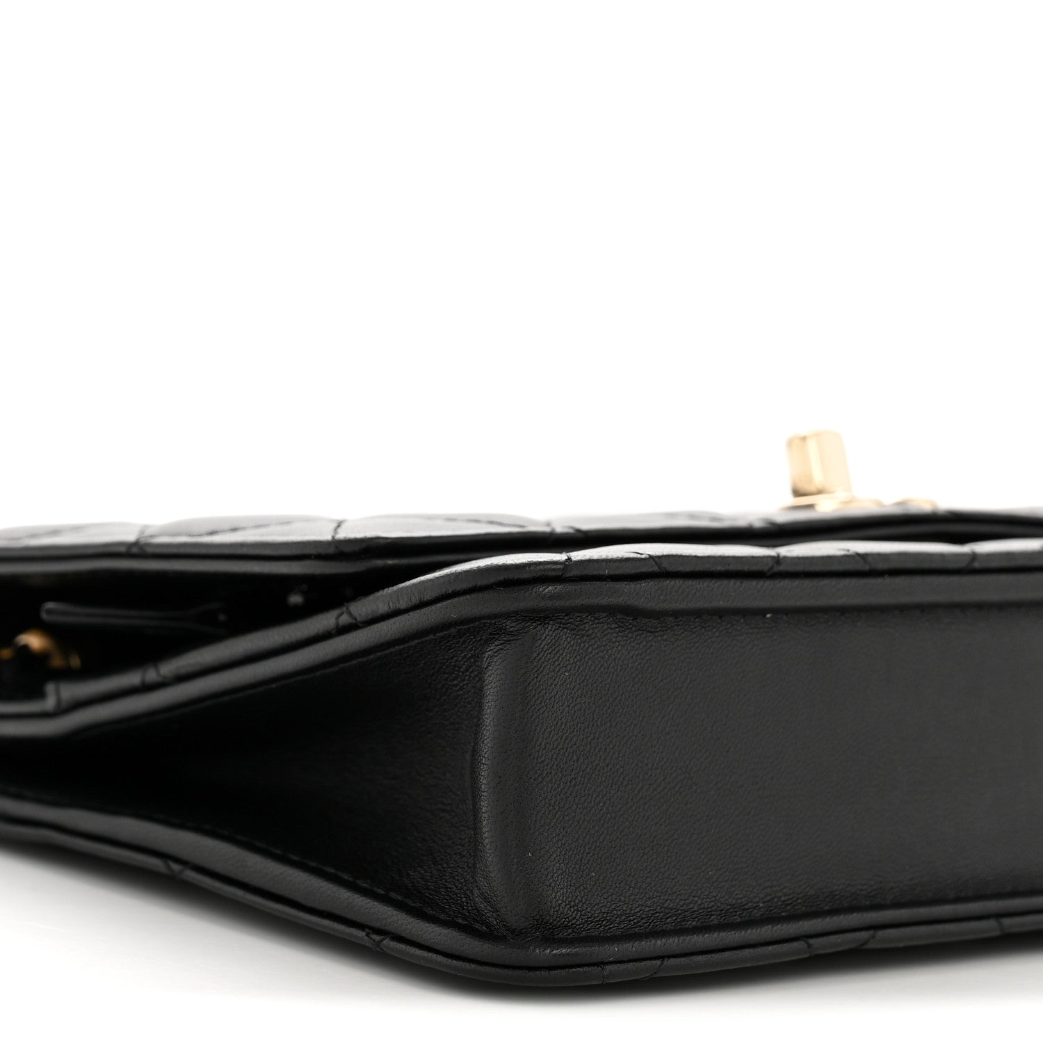 Lambskin Quilted Trendy CC Wallet On Chain WOC Black