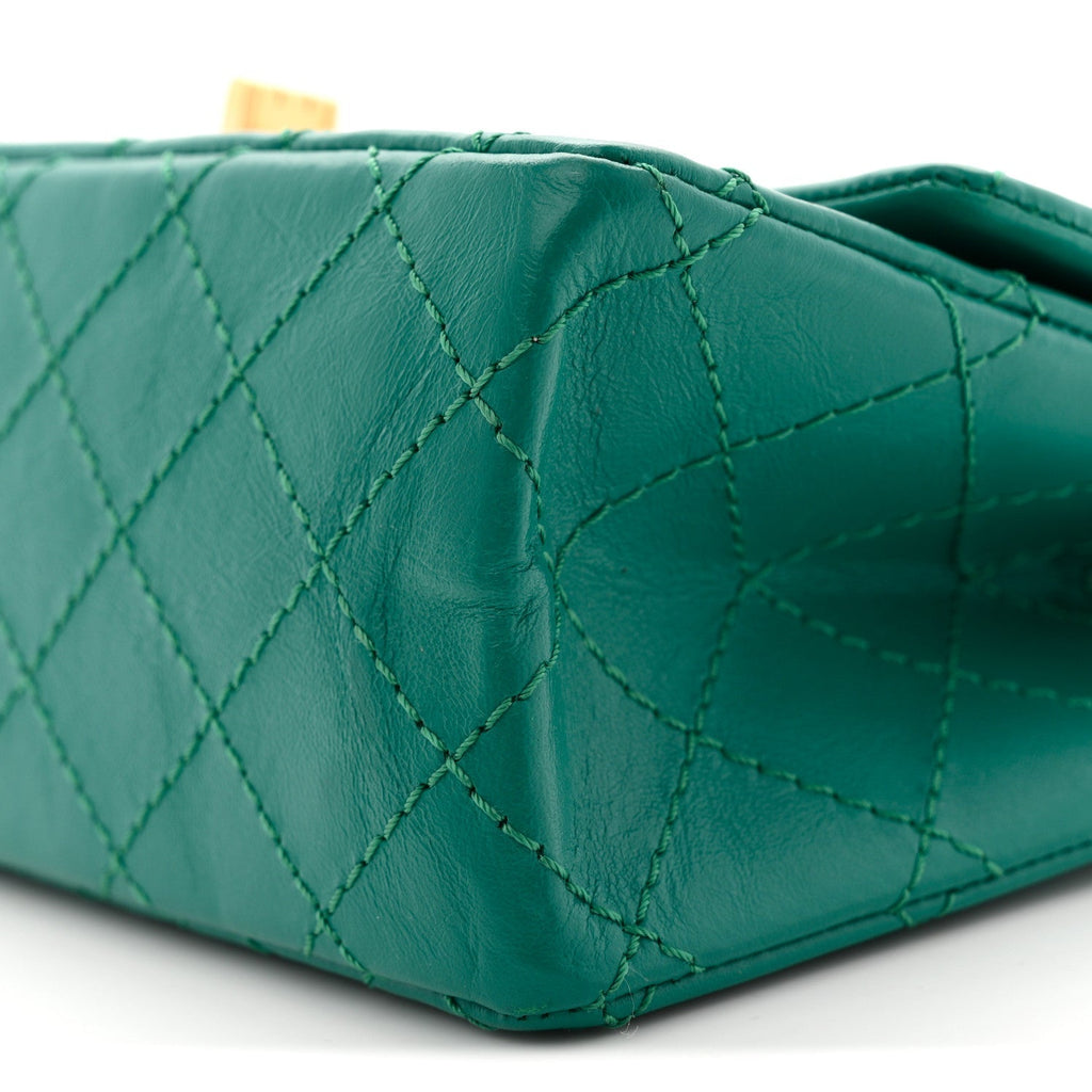 Aged Calfskin Quilted 2.55 Reissue Mini Flap Green