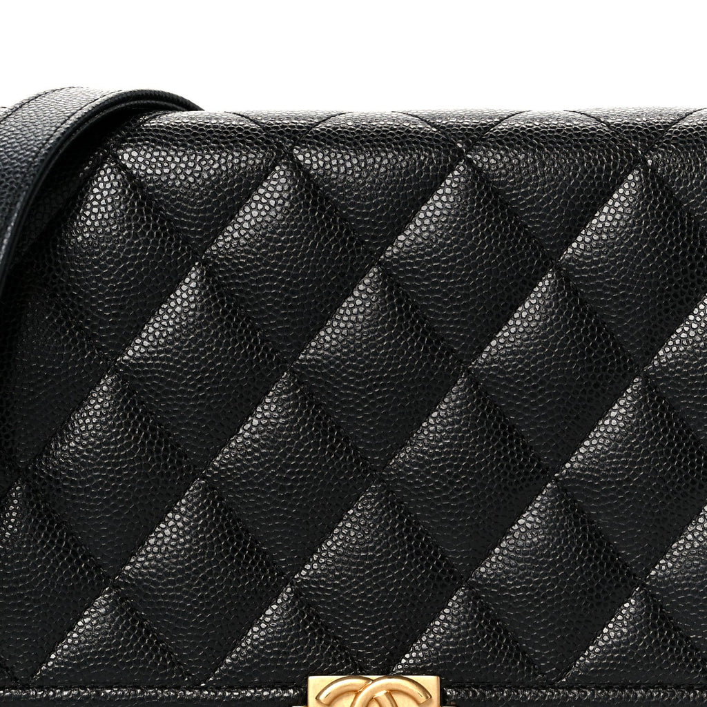 Caviar Quilted Boy Wallet On Chain WOC Black