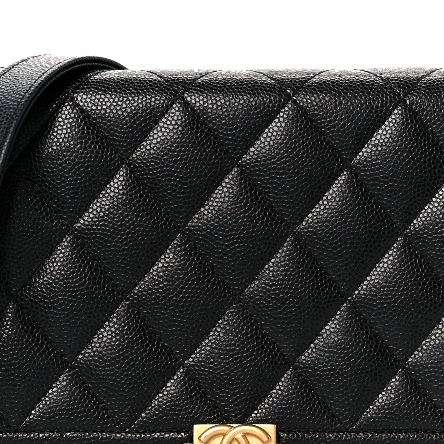 Caviar Quilted Boy Wallet On Chain WOC Black