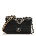 Lambskin Quilted Chanel 19 Wallet On Chain WOC Black