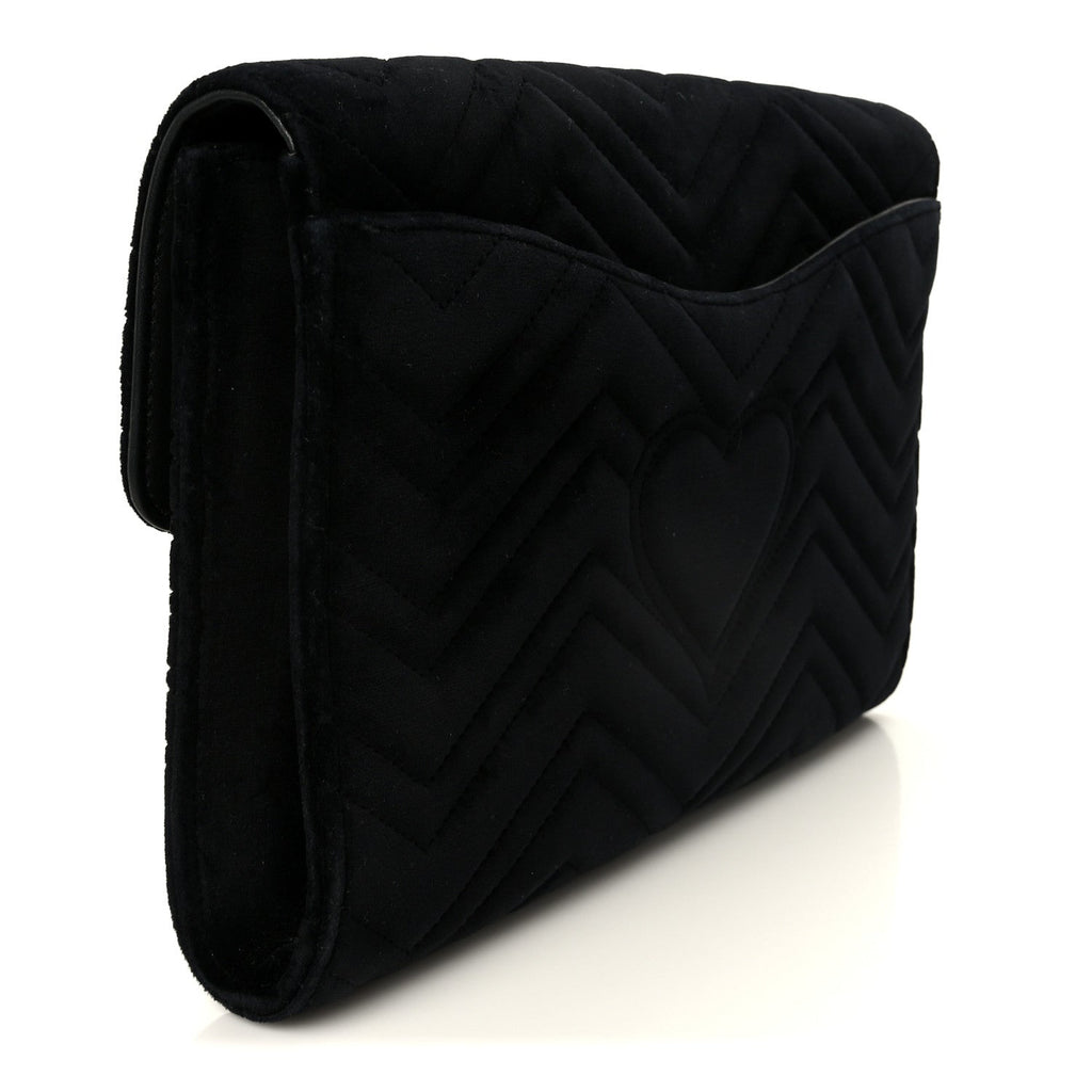 Velvet Matelasse GG Marmont Clutch Black