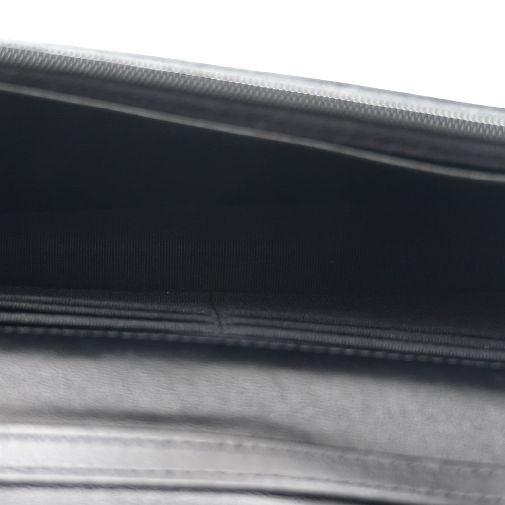 Lambskin Resin Quilted Wallet On Chain WOC Black
