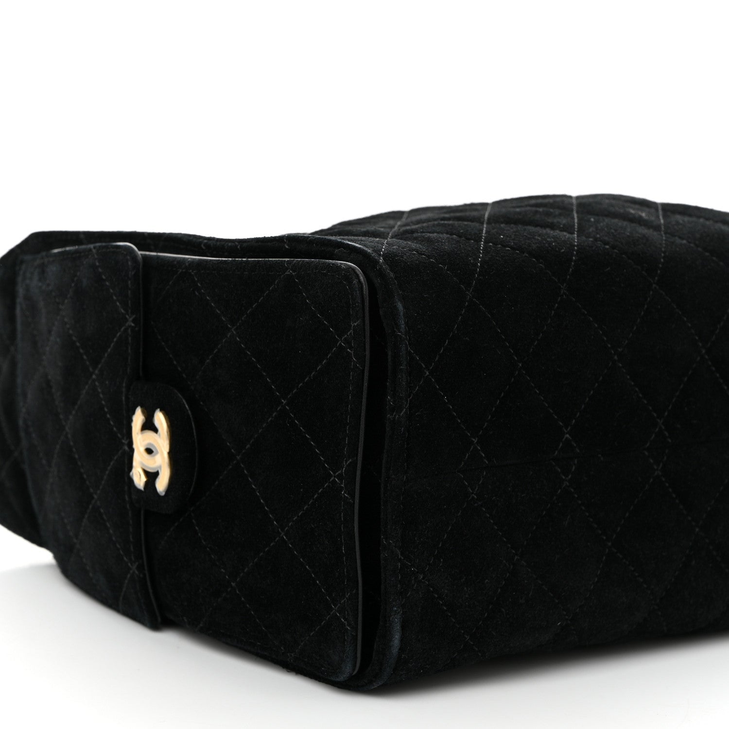 Suede Quilted Small Chanel 25 Handbag Black