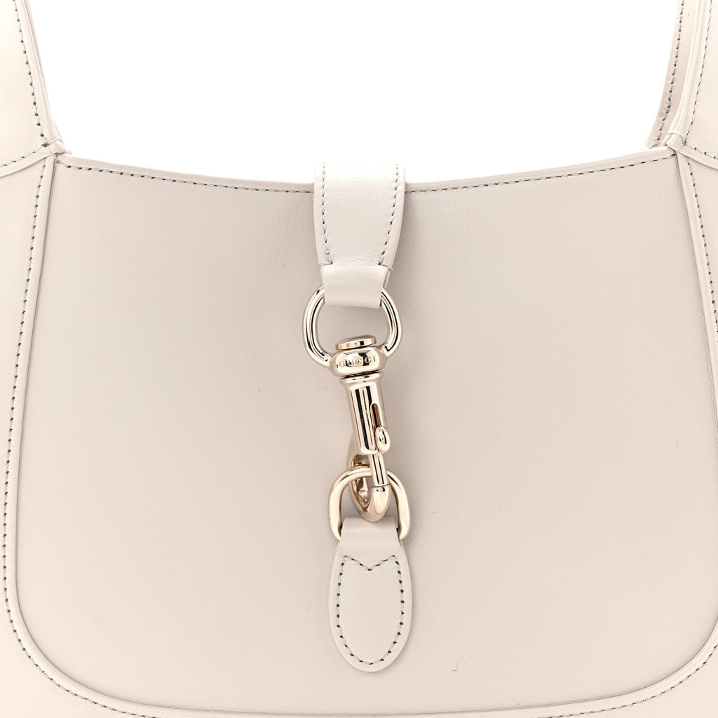 Ancora Calfskin Web Small Jackie Shoulder Bag Light Grey