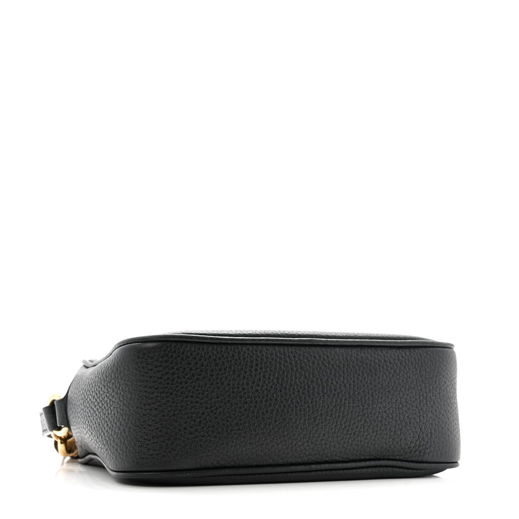 Pebbled Calfskin Small Soho Disco Bag Black