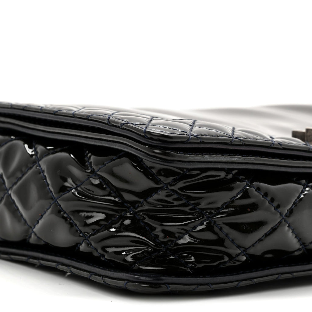 Patent New Medium Boy Reverso Flap Navy