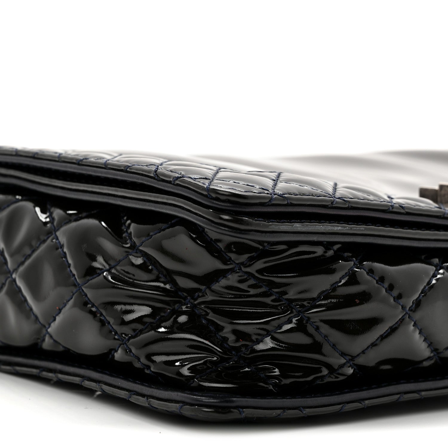 Patent New Medium Boy Reverso Flap Navy