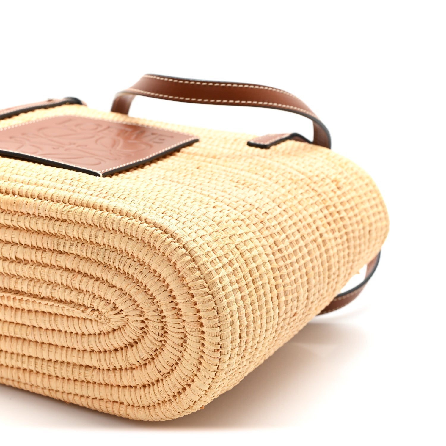 Raffia Small Square Basket Tote Bag Natural Tan