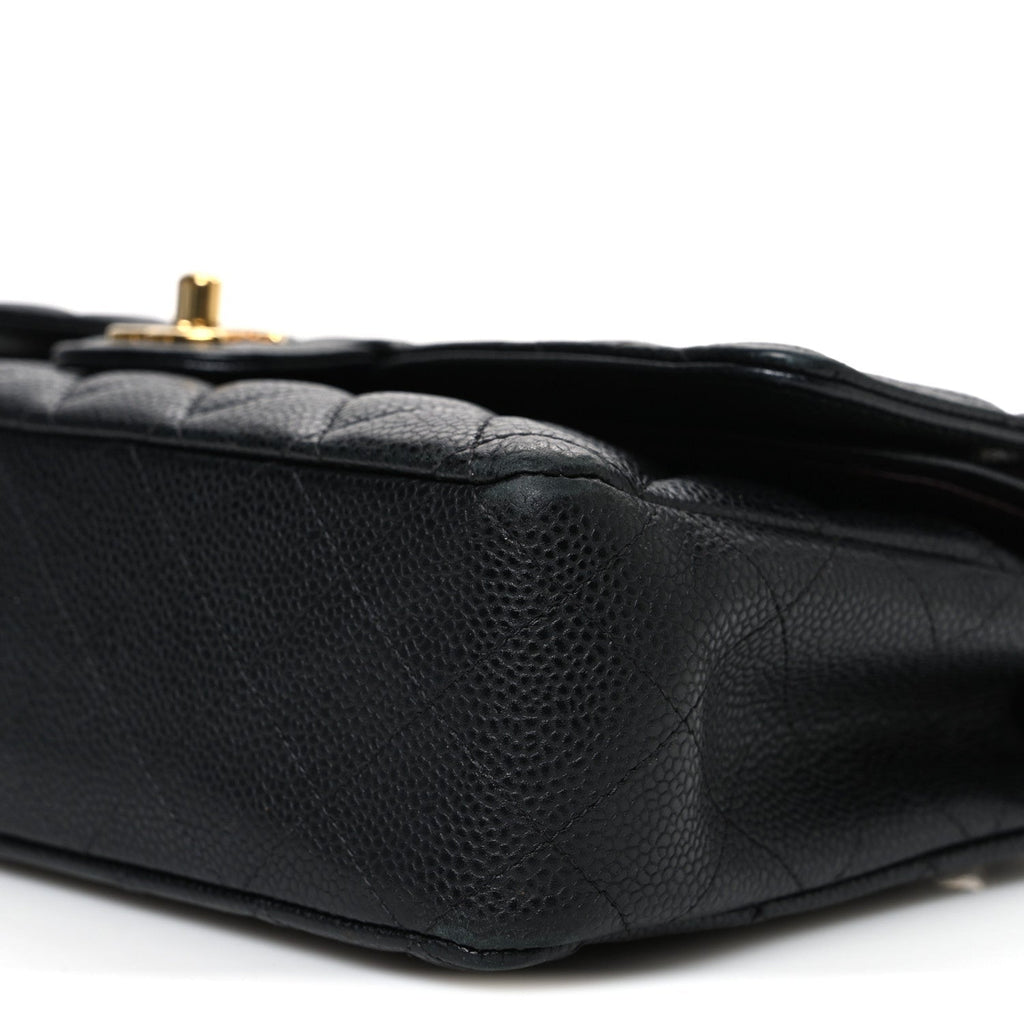 Caviar Quilted Medium Double Flap Black