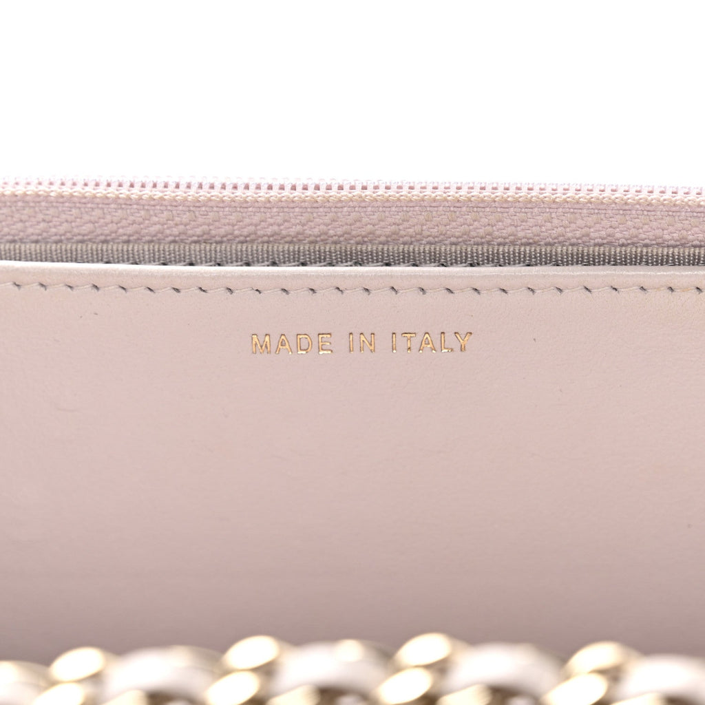 Lambskin Quilted Trendy CC Wallet On Chain WOC Lilac